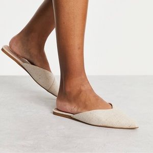 ASOS DESIGN Luna pointed ballet mules in natural fabrication
